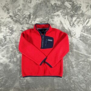 Vineyard Vines Boy's Red & Blue Fleece Quarter Zip Long Sleeve Pullover Size 7